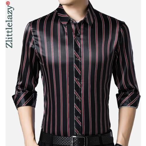 2020 New Long Sleeve Men Social Shirt Spring Streetwear Casual Striped Shirts Dress Mens Slim Regular Fit Clothes Fashions 4131