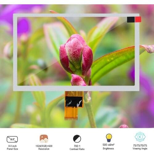 Original Innolux ZJ080NA-08A 8 Inch TFT Transparent LCD Touch Module 1024*600 RGB Interface for Outdoor Instrument