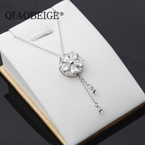 QIAOBEIGE DIY PERAL MOUNTING GOLD SILVER NECKLACES FASHION JEWELRY NECKLACES WEDDING PARTY GIFTS FEMALE ACCESSORIES GOOD QUALITY