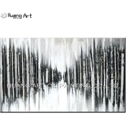 Manufacturer Supply Handmade Modern Abstract Black Lines Oil Painting On Canvas for Hotel or Home Decor 3D Visual Effect Art