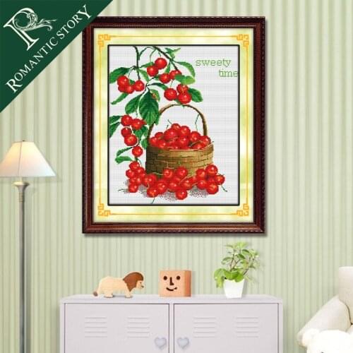 Romantic Story Sweet Time Fruit Home Decoration Painting Cross Stitch Needlework DMC DIY Printing Cross-Stitch Sets Embroidery