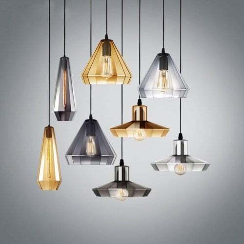 Modern Crystal Glass Pendant Lights Vintage Led E27 Hanging Lamp Nordic Loft Industrial Lighting Fixtures For Kitchen Home Decor
