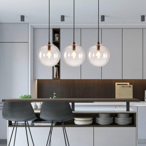 Glass Pendant Light Bar Pendant Lighting Kitchen Island Lamp Hotel Modern Lights Bedroom Study Office Ceiling Lamp Bulb Include