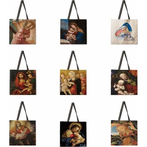 Outdoor shopping bag Day Virgin Mary print handbag Ladies casual handbag Ladies shoulder bag Fashion beach bag Tote bag