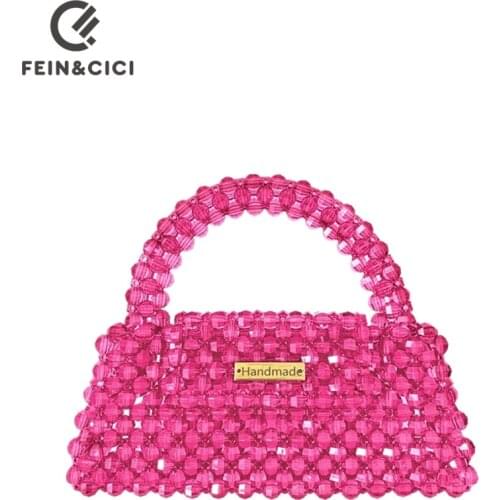 Pearl bag designer brand Clear Acrylic crystal stone beaded box totes handbag women handmade summer party small bucket purse