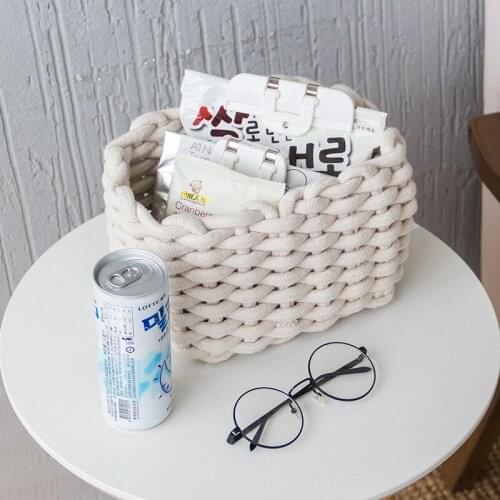 Woven Organizer Baskets Sundries Toy Clothes Storage Basket Cotton Handmade Closet Organizer Storage Boxes Desktop Storage