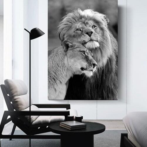 African Wild Lions Lover Canvas Paintings on the Wall Art Lions Poster And Prints Black And White Animals Art Pictures Cuadros
