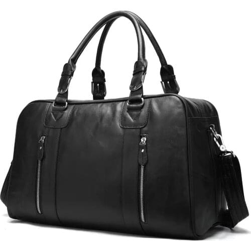 Vintage Short Distance Business Travel Bag Leather Mens Carry-on Luggage Large Capacity One Shoulder Luggage Business Bag