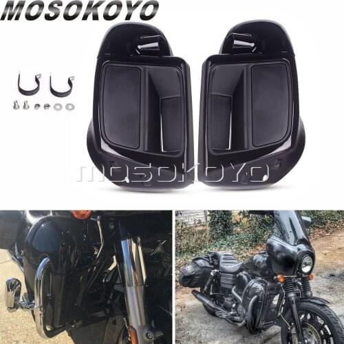 Vivid Black ABS Vented Fairing Lower Kit Leg Warmer Glove Box For Harley Touring Road King Street Electra Glide Ultra 2014-2020