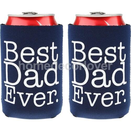 6pcs Funny BEST DAD EVER Letters Dark Blue Beer Soda Can Cooler Holder Decor Fathers Day Gift