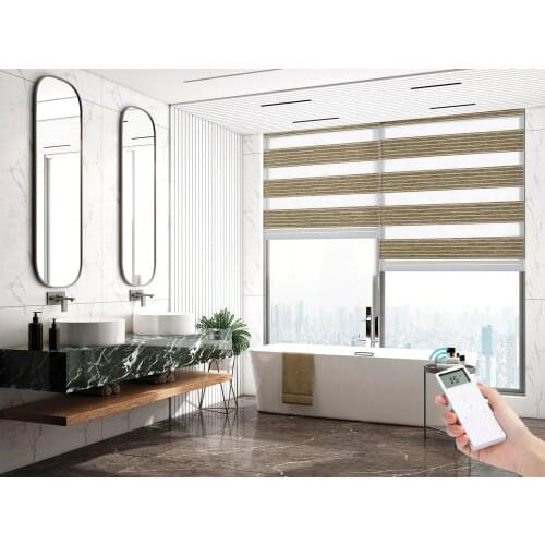 Jacquard Electric Zebra Blinds with Remote Control Modern Roller Blinds Zebra Blackout Shade Dust-proof for Windows Bathroom