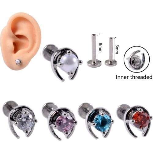 1Piece Ear Tragus Helix Cartilage Stud Upp Lobe Earring Lip Labret Rings Piercing Body Jewelry