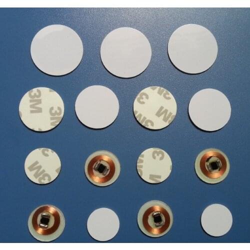1000pcs/lot 25MM/30mm 13.56Mhz Fudan F1108 M1 S50 rfid tag PVC tag 1K byte coin tag with 3M sticker