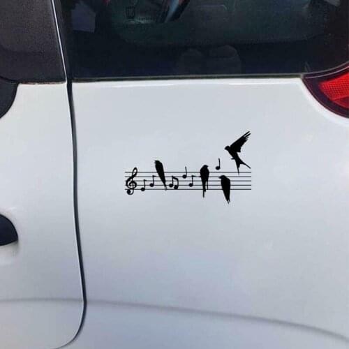 12.7*7.4cm Birds Sitting On Music Notes Fun Window Bumper Vinyl JDM Sticker Cute And Interesting Fashion Sticker Decals
