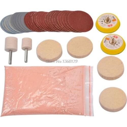 34pcs/Set Deep Scratch Remove Glass Polishing Kit 8 OZ Cerium Oxide Sanding Disc Dropship