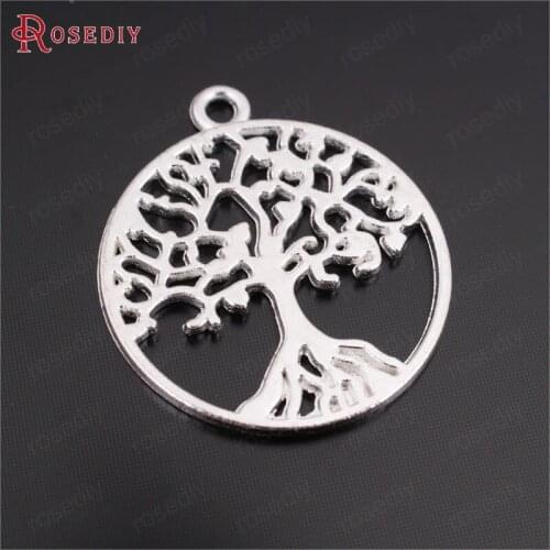 34073)20PCS 29*25MM Silver Color Plated Zinc Alloy Round Tree Charm Pendants Diy Jewelry Findings Accessories