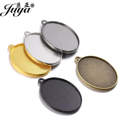 5/10pcs Double-sided 28x38mm Oval Alloy Charms Pendant Cabochon Base Setting For Necklace DIY Jewelry Making Crafts Accessories