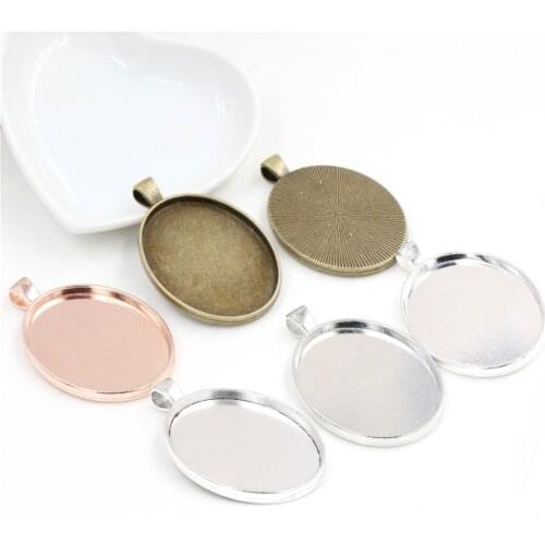 5pcs 30x40mm Inner Size 5 Colors Plated Simple Style Cabochon Base Setting Charms Pendant Tray For Necklace