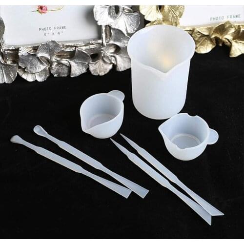 7Pcs Mix Cup Silicone Mold Tools Reusable Mixing Measuring Cups DIY Epoxy Resin Crafts Making Stick Handmade Accessories Tools