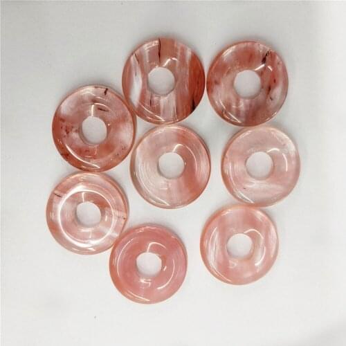 8Pcs 18x6mm Red Cherry Quartz Donuts Pendant Bead For DIY Jewelry Necklace Bracelet Making Accessories Creative Gifts