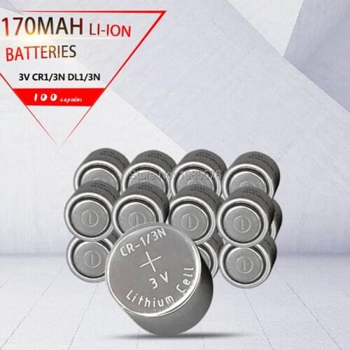 100pcs 3V M6 M7 DL-1/3N CR13N CR1/3N 3V CR-1/3N Button Battery 170mAh high-discharge high current Batteries