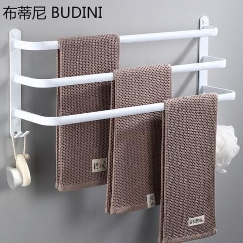 Toilet Bathroom Accessories Double Towel Bars Space Aluminium White Wall-mounted Slipper Wearing Bathroom Towel Shelf Hardware
