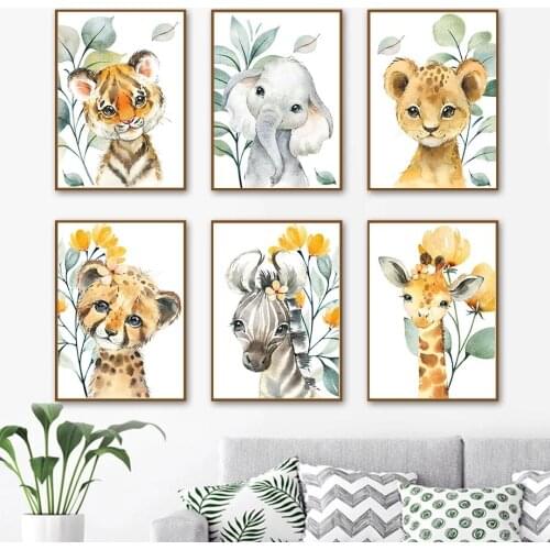 DIY Diamond Painting Nordic Animal Art Tiger Lion Elephant Zebra Flower Leaf Full Drill Embroidery Wall Pictures Kids Room Decor