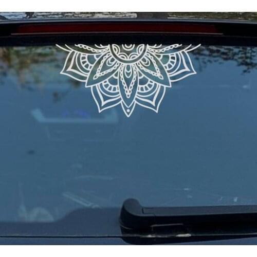 Black/Sliver Small Size Geometric Half Mandala Car Sticker Removable Camper Waterproof Window Body Decal CL930