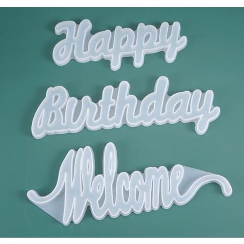 DIY Crystal Epoxy Resin Mold "Welcome Happy Brithday" Letters Blessings Listing Decoration Silicone Mold For Resin
