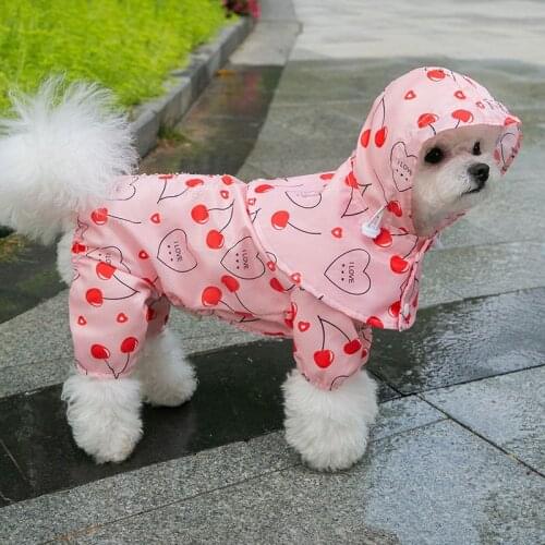 Summer Outdoor Raincoat for Dog Puppy Hoodie Waterproof Jackets PU Outfits Pet Dogs Cat Waterproof Design Jumpsuit Pet Supplies