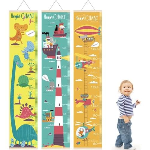 Cartoon Space Animal Kids Height Chart Children Growth Ruler With Wood Frame Children Height Record Wall Hanging Decor for Home