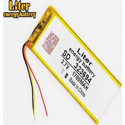 3 line 3.7V 1700mAh 323694 Lithium Polymer Li-Po li ion Rechargeable Battery cells For Mp3 MP4 MP5 GPS