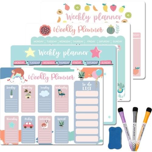 Magnetic Weekly Monthly Planner Calendar Magnets Dry Erase Markers Whiteboard for Notes Message Drawing Meal Fridge Stickers A3