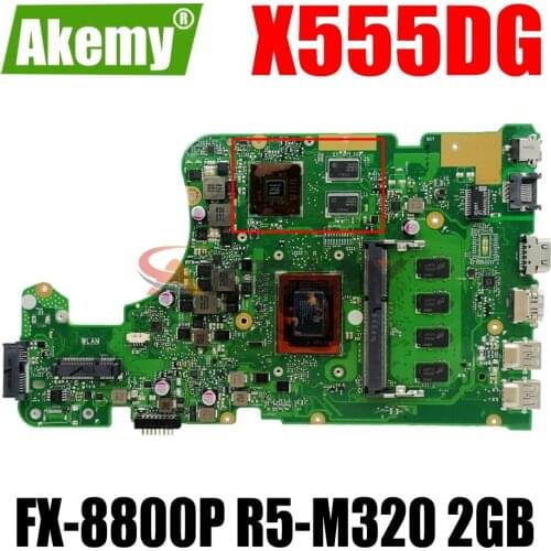 AKEMY X555DG Laptop Motherboard For ASUS X555D X555YI X555Y Original Mainboard 4G-RAM FX-8800P R5-M320 2GB