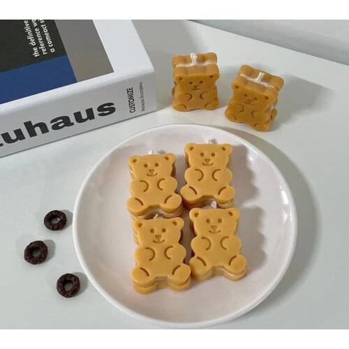 Bear Sandwich Biscuit Silicone Mold For Candles Cream Sandwich Bear Biscuit Shape Candle Making Handmade Soap Mold