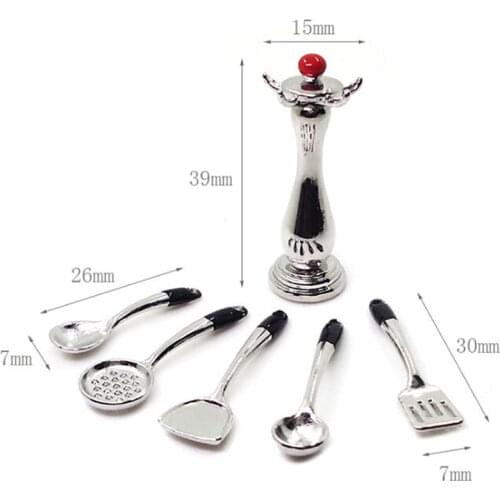 6pcs/Set Miniature Mini Cookware Tools Holder Miniatures 1:12 Kitchen Dollhouse Toys DIY Dollhouse Accessories Kit