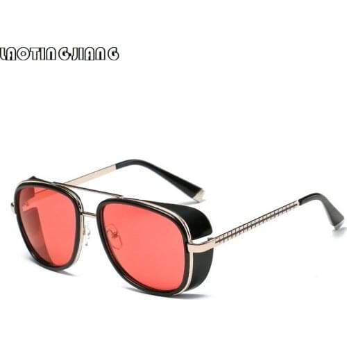 Mens Steampunk Sunglasses Iron Man 3 TONY stark Retro Sun Glasses Male Brand Designer Women Sunglasses Windproof Goggles UV400