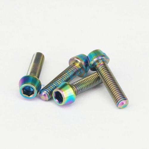 LOT 4 M5 x 20mm Colorful TC4 GR5 Titanium Alloy Allen Hex Screw Taper Cone Head Bolts For Bicycle