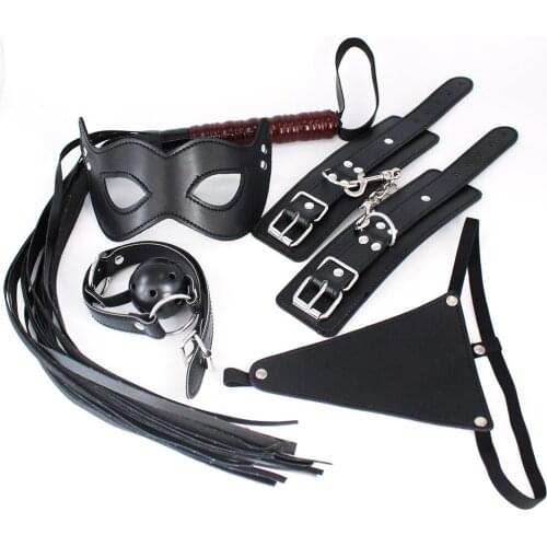 1/5pcs BDSM Bondage Kits Handcuffs Erotic Whip Panties Mask Leather Fetish Slave Bondage Tame Games For Couples Flirting Sex Toy