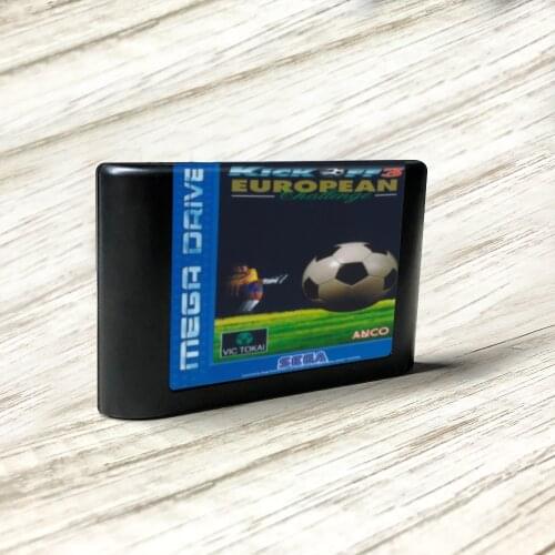 Kick Off 3 European Challenge - EUR Label Flashkit MD Electroless Gold PCB Card for Sega Genesis Megadrive Video Game Console