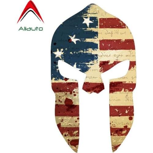 Aliauto Fashion Car Stickers Spartan Helmet Vintage Usa Flag Auto Styling Vinyl Decal for Volkswagen Polo Golf Audi C5,16cm*9cm