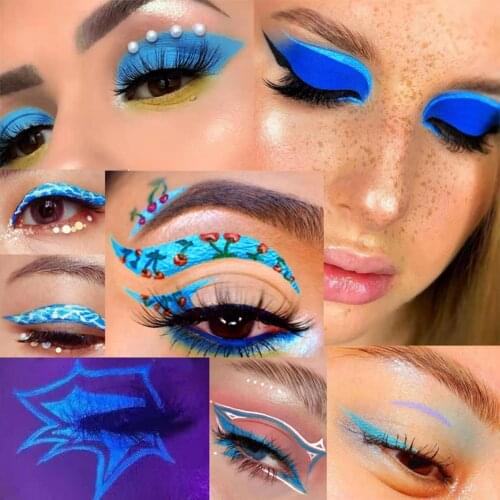 Neon Liquid Eyeliner Halloween Christmas 8 Colors UV Glow Matte Eyeliner Waterproof & Smudgeproof Fluorescent Body Face Paint