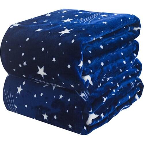Bright Stars Bedspread Blanket Fleece Blanket High Density Super Soft Flannel Blanket To On For Sofa/bed/car Portable