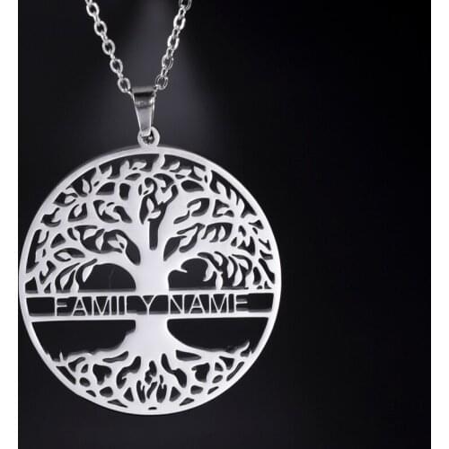 Sipuris Custom Tree of Life Necklace Stainless Steel Personalized Family Tree Necklace Family Name Necklace Jewelry Family Gift