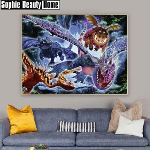 DIY Diamond Painting Cross Stitch Cartoon Dragons Full Drill Resin Needlework Pictures Diamond Embroidery Mosaic Crafts 196030
