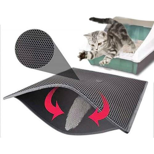 Pet Cat Litter Mat Folding Waterproof Double Layer Cat Litter Bed Trapping Pet Litter Box Mat Pad Products For Cats House Clean
