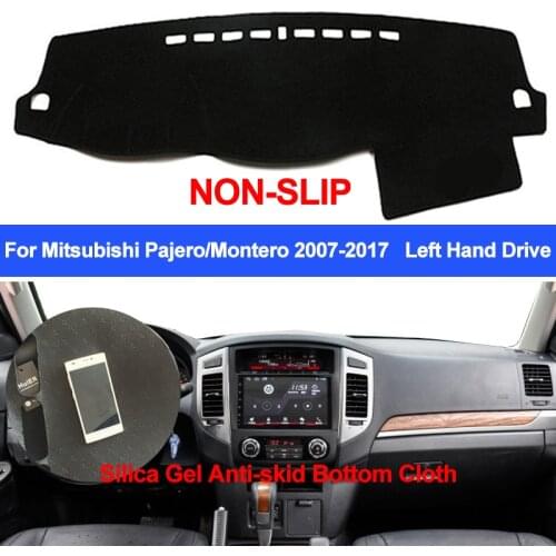 TAIJS Car Dashboard Cover Silicone Non-Slip For Mitsubishi Pajero Montero 2007-2013 2014 2015 2016 2017 Carpet Anti-UV Anti-slip