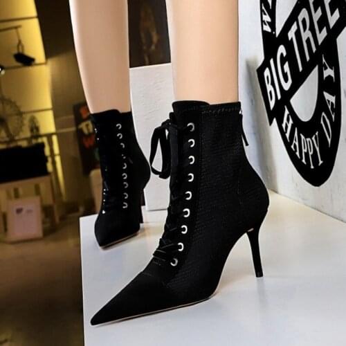 Sexy Womens Pumps Pointed Toe New 2021 Spring Ankle Boots For Womens Shoes Fashion Office Ladies High Heels Shoes Woman Shoes