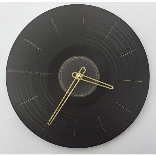 Vinyl Records Marble Black Clocks Hanging Needle Modern Design Quartz Mute Movement 3D Clock Wall Living Room Home Decoration
