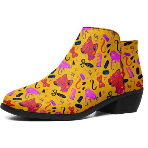 Custom Print On Demand Drop Shipping Personal Design Shoes Zipper Print Womens Boots Personality Shoes For Women 2021